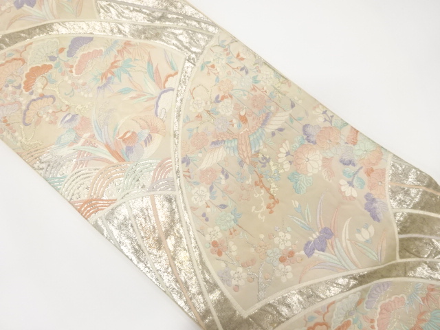 アンティーク　能調小袖模様織り出し袋帯(材料)